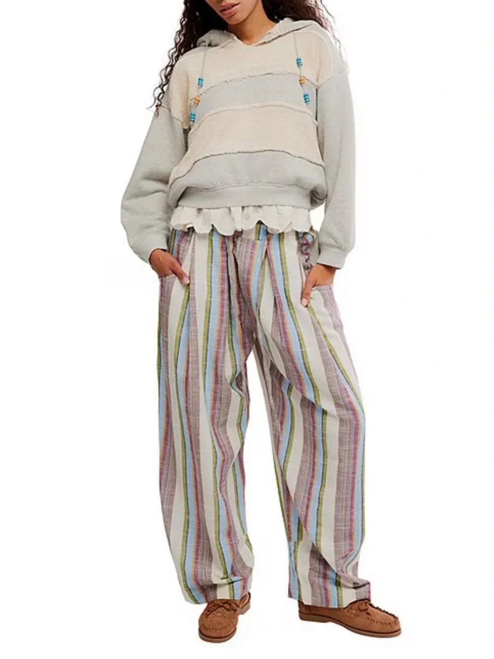 Free People Chambers Stripe  Wide Leg Drawstring Pants. New without tags. - Picture 4 of 13
